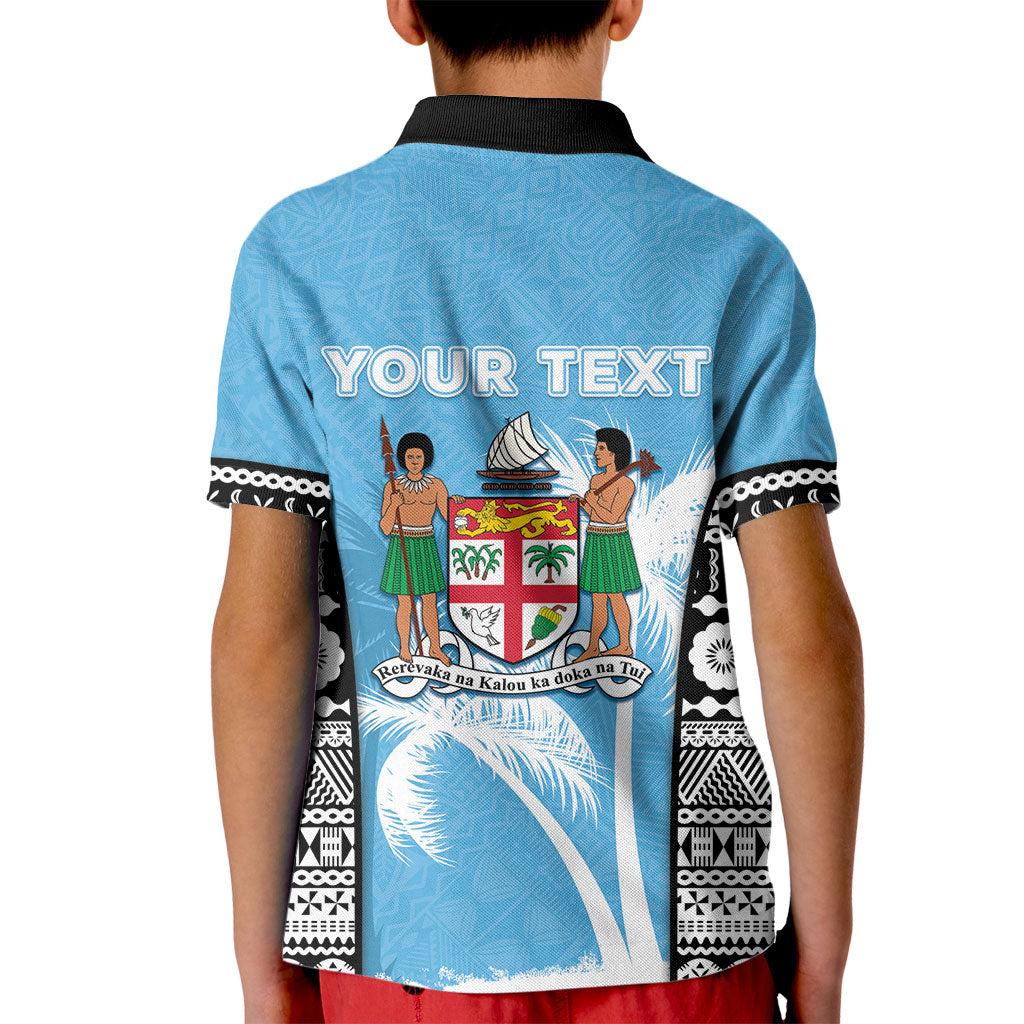 Personalised Fiji Day 2026 Kid Polo Shirt Masi Tapa Pattern With Palm Tree LT05 - Polynesian Pride