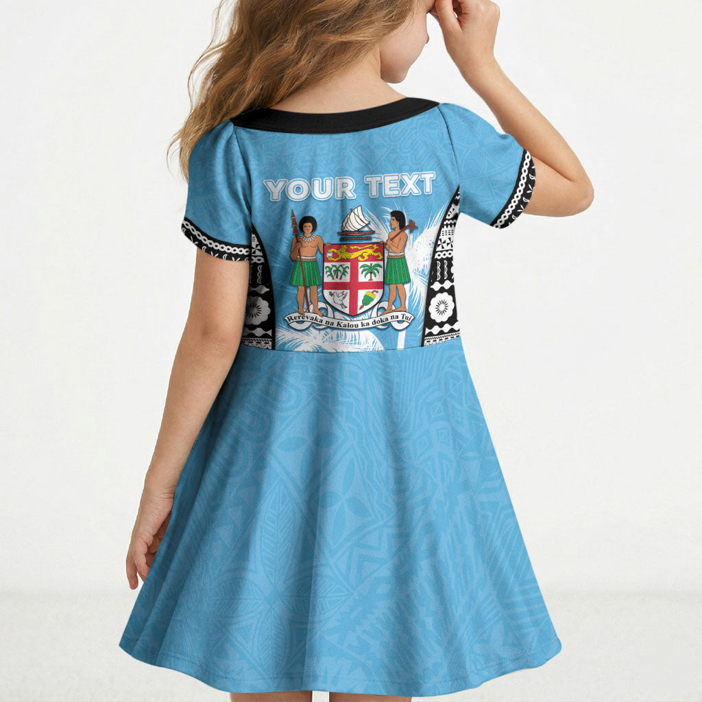 Personalised Fiji Day 2026 Kid Short Sleeve Dress Masi Tapa Pattern With Palm Tree LT05 - Polynesian Pride