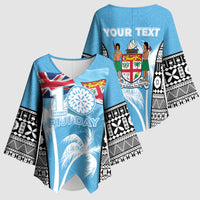 Personalised Fiji Day 2026 Kimono Sleeve Blouse Masi Tapa Pattern With Palm Tree LT05 - Polynesian Pride