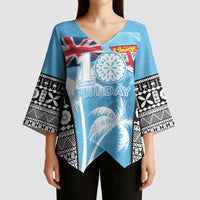 Personalised Fiji Day 2026 Kimono Sleeve Blouse Masi Tapa Pattern With Palm Tree LT05 - Polynesian Pride