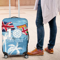 Fiji Day 2026 Luggage Cover Masi Tapa Pattern With Palm Tree LT05 Blue - Polynesian Pride