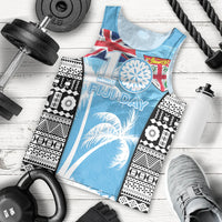 Personalised Fiji Day 2026 Men Tank Top Masi Tapa Pattern With Palm Tree LT05 - Polynesian Pride