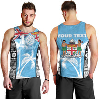 Personalised Fiji Day 2026 Men Tank Top Masi Tapa Pattern With Palm Tree LT05 - Polynesian Pride
