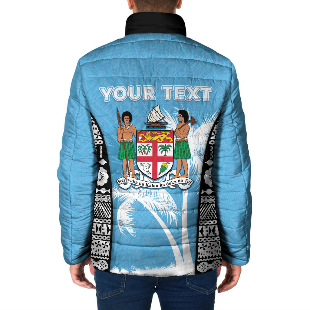 Personalised Fiji Day 2026 Padded Jacket Masi Tapa Pattern With Palm Tree LT05 - Polynesian Pride