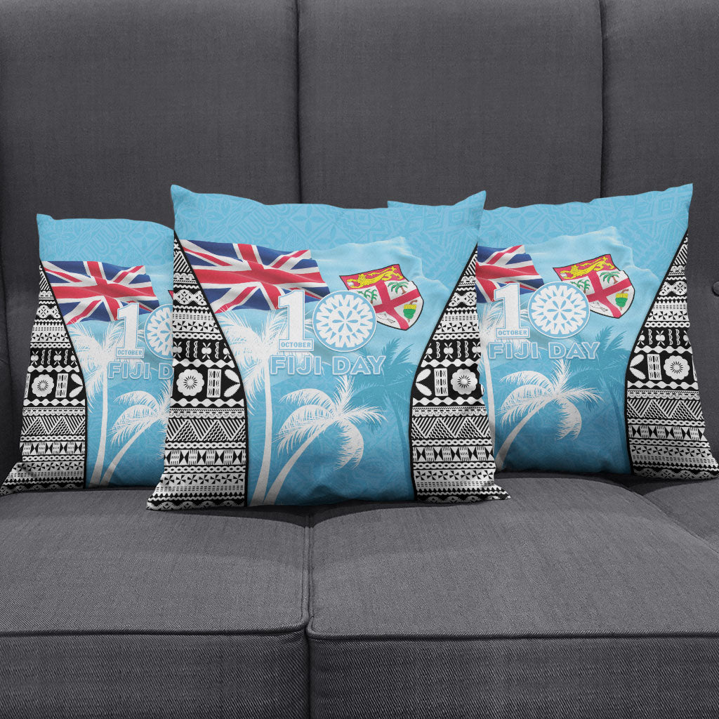 Fiji Day 2026 Pillow Cover Masi Tapa Pattern With Palm Tree LT05 - Polynesian Pride