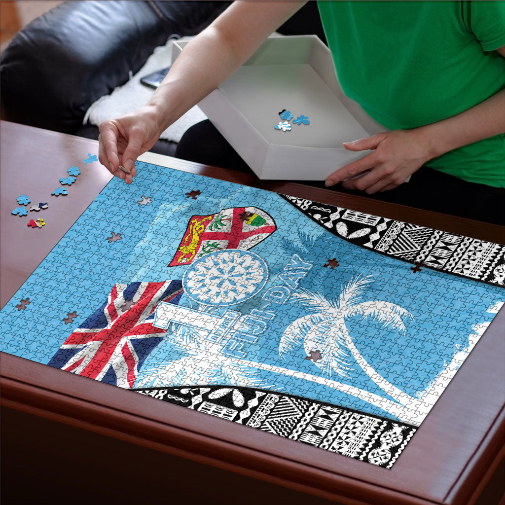 Fiji Day 2026 Puzzle Masi Tapa Pattern With Palm Tree LT05 - Polynesian Pride