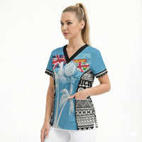Personalised Fiji Day 2026 Scrub Top Masi Tapa Pattern With Palm Tree LT05 - Polynesian Pride