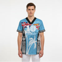 Personalised Fiji Day 2026 Scrub Top Masi Tapa Pattern With Palm Tree LT05 - Polynesian Pride