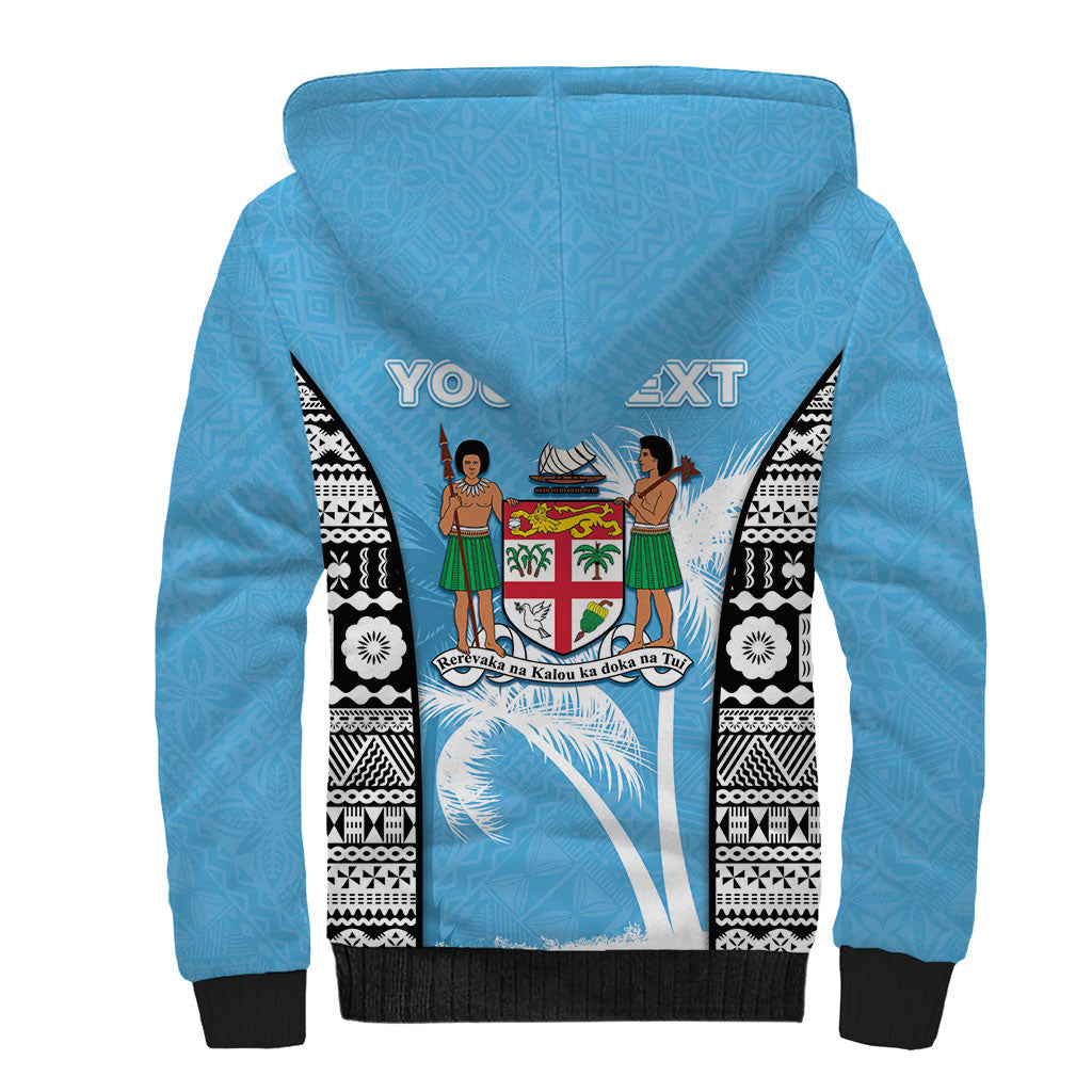 Personalised Fiji Day 2026 Sherpa Hoodie Masi Tapa Pattern With Palm Tree LT05 - Polynesian Pride