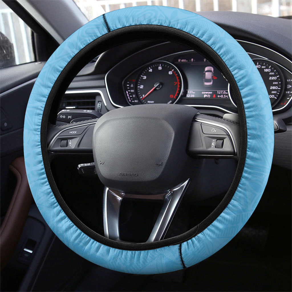Fiji Day 2026 Steering Wheel Cover Masi Tapa Pattern With Palm Tree LT05 - Polynesian Pride