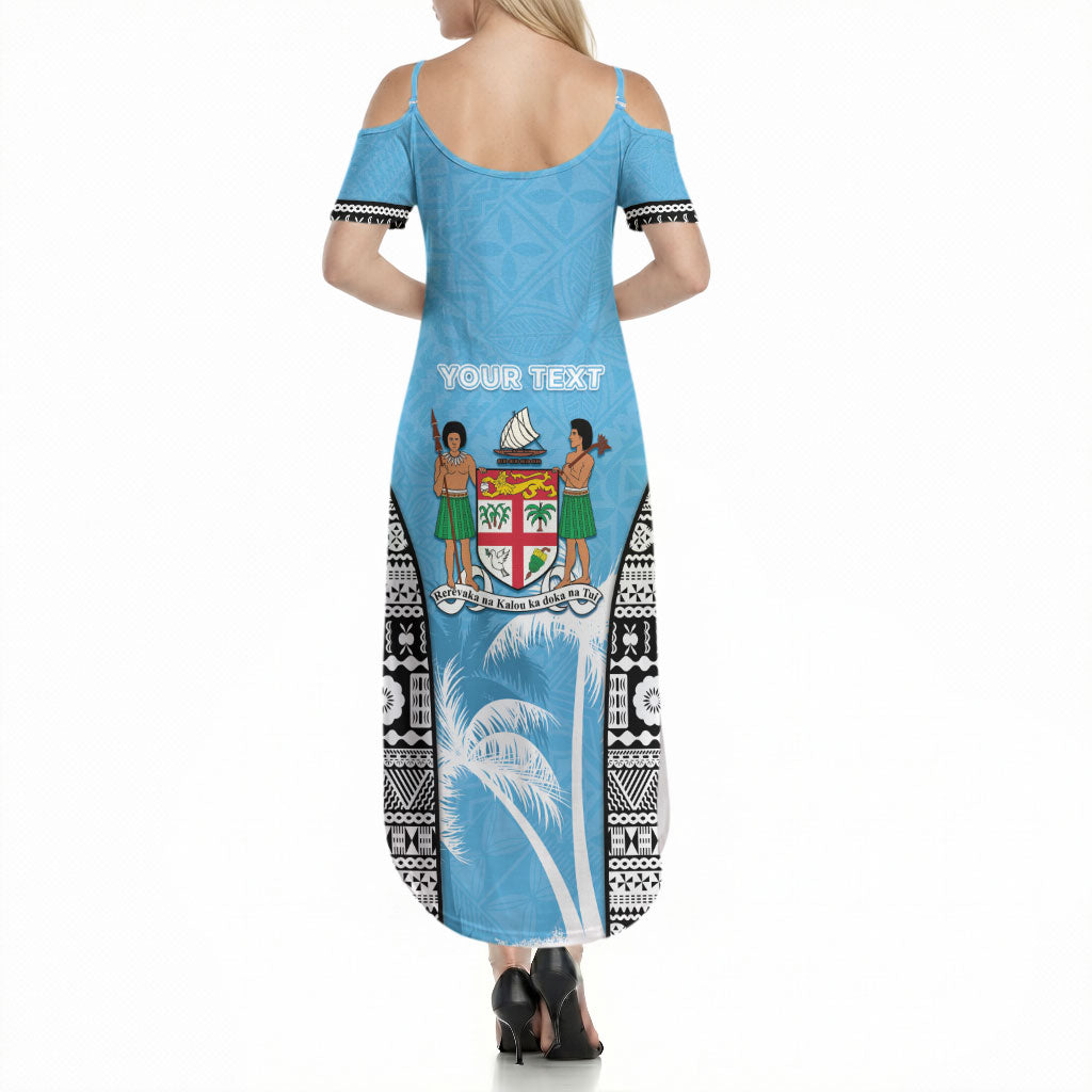 Personalised Fiji Day 2026 Summer Maxi Dress Masi Tapa Pattern With Palm Tree LT05 - Polynesian Pride