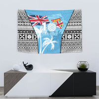 Fiji Day 2026 Tapestry Masi Tapa Pattern With Palm Tree LT05 - Polynesian Pride