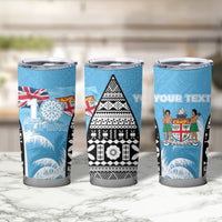 Personalised Fiji Day 2026 Tumbler Cup Masi Tapa Pattern With Palm Tree LT05 - Polynesian Pride