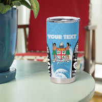 Personalised Fiji Day 2026 Tumbler Cup Masi Tapa Pattern With Palm Tree LT05 - Polynesian Pride