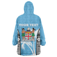 Personalised Fiji Day 2026 Wearable Blanket Hoodie Masi Tapa Pattern With Palm Tree LT05 - Polynesian Pride