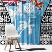 Fiji Day 2026 Window Curtain Masi Tapa Pattern With Palm Tree LT05 - Polynesian Pride