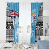 Fiji Day 2026 Window Curtain Masi Tapa Pattern With Palm Tree LT05 - Polynesian Pride
