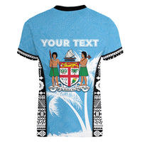 Personalised Fiji Day 2026 Women V-Neck T-Shirt Masi Tapa Pattern With Palm Tree LT05 - Polynesian Pride