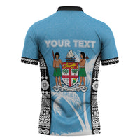Personalised Fiji Day 2026 Zipper Polo Shirt Masi Tapa Pattern With Palm Tree LT05 - Polynesian Pride