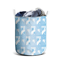 Bula Fiji Laundry Basket Blue Makare Masi Tapa Pattern LT05 - Polynesian Pride