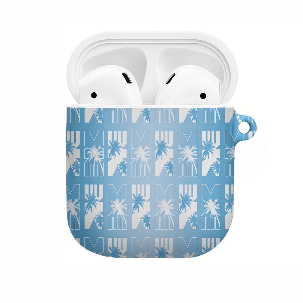 Bula Fiji AirPods Case Blue Makare Masi Tapa Pattern LT05 Blue - Polynesian Pride