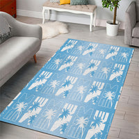 Bula Fiji Area Rug Blue Makare Masi Tapa Pattern LT05 - Polynesian Pride