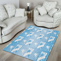 Bula Fiji Area Rug Blue Makare Masi Tapa Pattern LT05 - Polynesian Pride