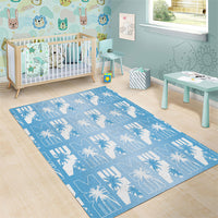 Bula Fiji Area Rug Blue Makare Masi Tapa Pattern LT05 - Polynesian Pride