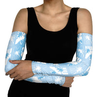 Bula Fiji Arm Sleeves Blue Makare Masi Tapa Pattern LT05 - Polynesian Pride