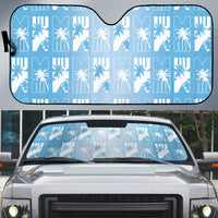 Bula Fiji Auto Sun Shade Blue Makare Masi Tapa Pattern LT05 Blue - Polynesian Pride