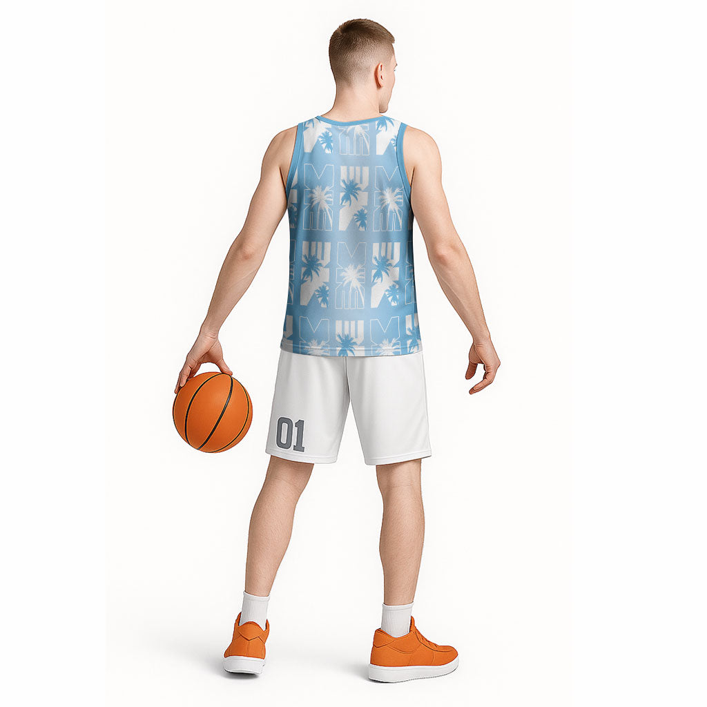 Bula Fiji Basketball Jersey Blue Makare Masi Tapa Pattern LT05 - Polynesian Pride