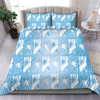 Bula Fiji Bedding Set Blue Makare Masi Tapa Pattern LT05 - Polynesian Pride