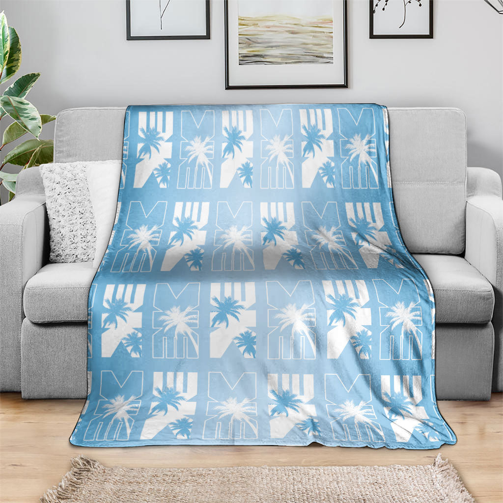 Bula Fiji Blanket Blue Makare Masi Tapa Pattern LT05 - Polynesian Pride