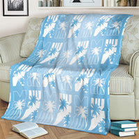 Bula Fiji Blanket Blue Makare Masi Tapa Pattern LT05 - Polynesian Pride