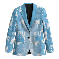 Bula Fiji Blazer Blue Makare Masi Tapa Pattern LT05 Unisex Blue - Polynesian Pride