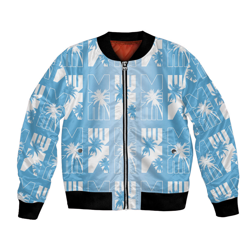 Bula Fiji Bomber Jacket Blue Makare Masi Tapa Pattern LT05 Unisex Blue - Polynesian Pride