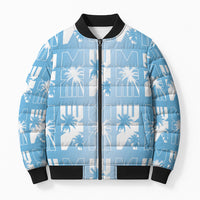 Bula Fiji Bomber Puffer Jacket Blue Makare Masi Tapa Pattern LT05 Unisex Blue - Polynesian Pride