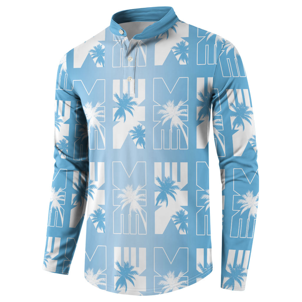 Bula Fiji Button Sweatshirt Blue Makare Masi Tapa Pattern LT05 - Polynesian Pride