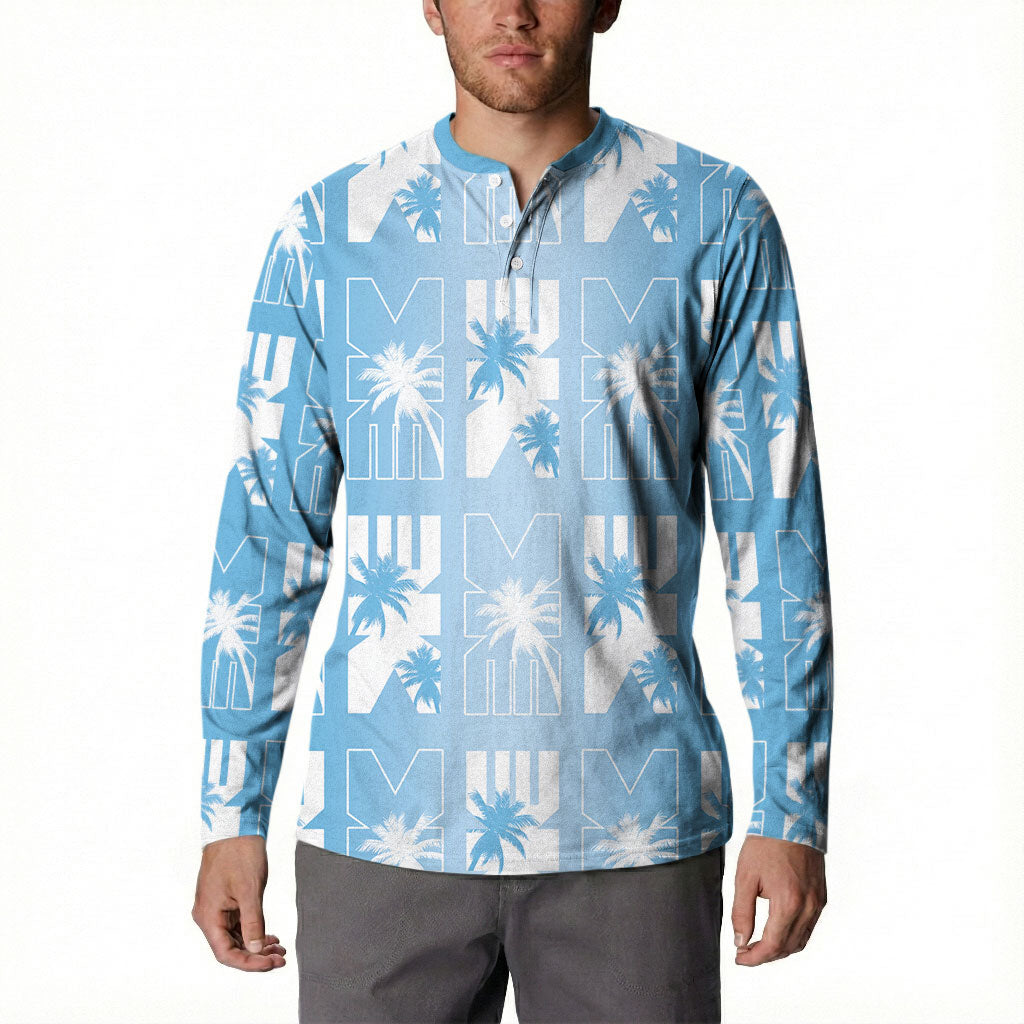 Bula Fiji Button Sweatshirt Blue Makare Masi Tapa Pattern LT05 - Polynesian Pride