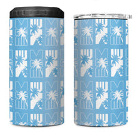 Bula Fiji 4 in 1 Can Cooler Tumbler Blue Makare Masi Tapa Pattern LT05 One Size: 16 oz Blue - Polynesian Pride