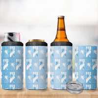 Bula Fiji 4 in 1 Can Cooler Tumbler Blue Makare Masi Tapa Pattern LT05 - Polynesian Pride