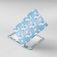 Bula Fiji Canvas Wall Art Blue Makare Masi Tapa Pattern LT05 With Frame Blue - Polynesian Pride