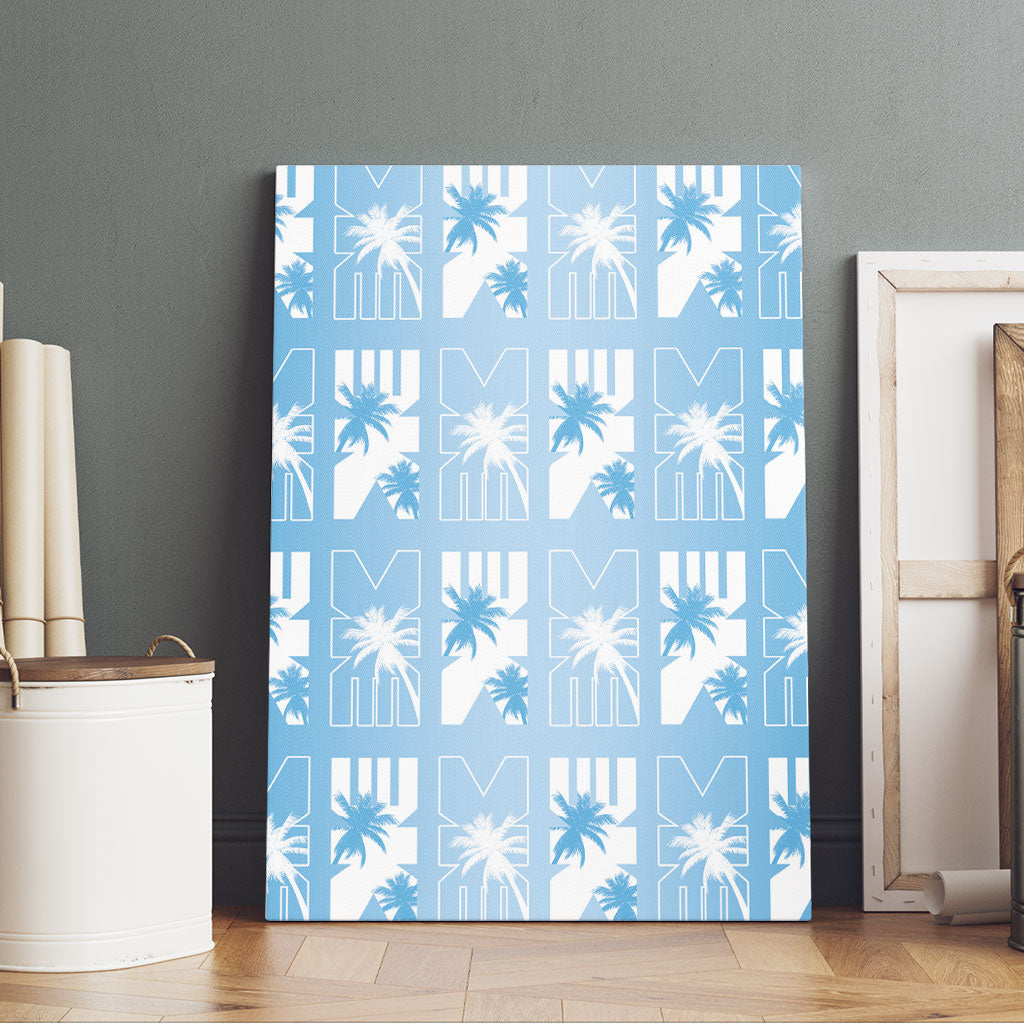 Bula Fiji Canvas Wall Art Blue Makare Masi Tapa Pattern LT05 - Polynesian Pride
