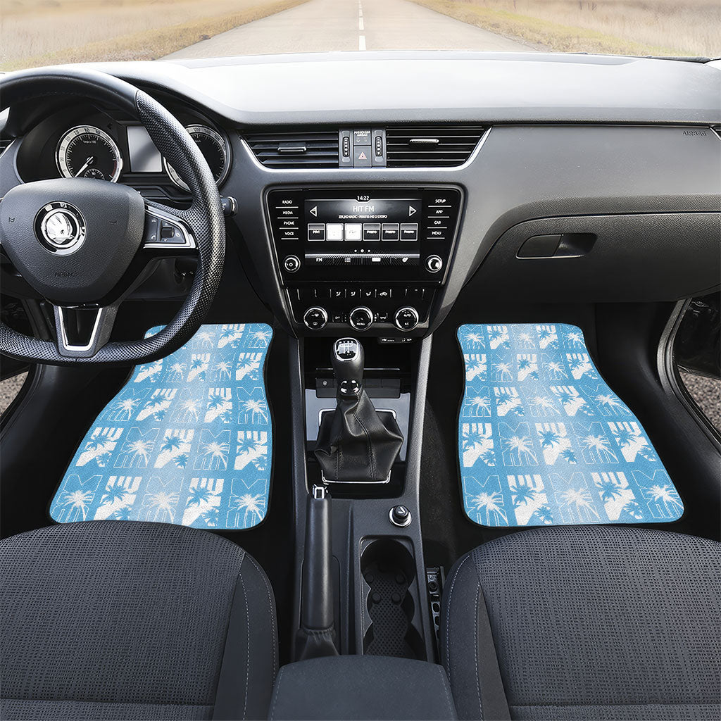 Bula Fiji Car Mats Blue Makare Masi Tapa Pattern LT05 Set 2pcs - Front Blue - Polynesian Pride