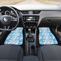 Bula Fiji Car Mats Blue Makare Masi Tapa Pattern LT05 Set 2pcs - Front Blue - Polynesian Pride