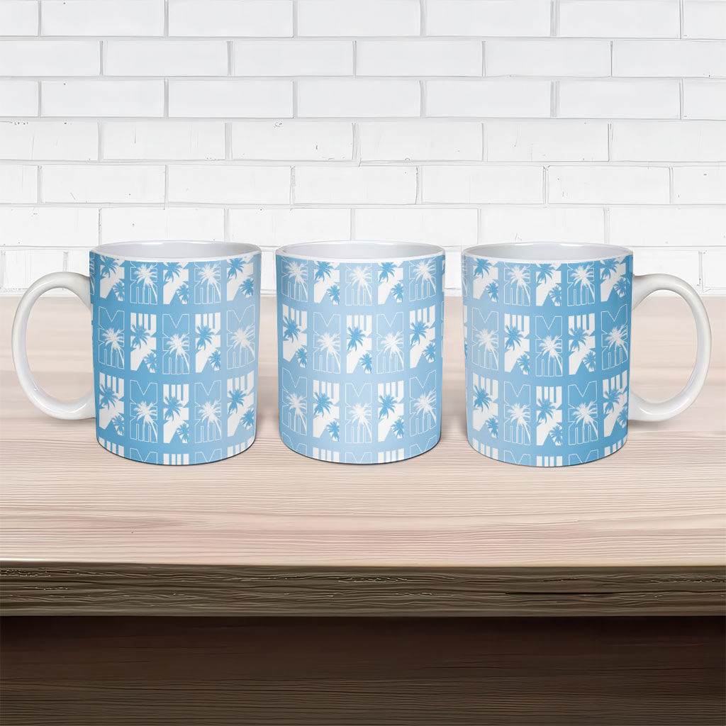 Bula Fiji Ceramic Mug Blue Makare Masi Tapa Pattern LT05 - Polynesian Pride