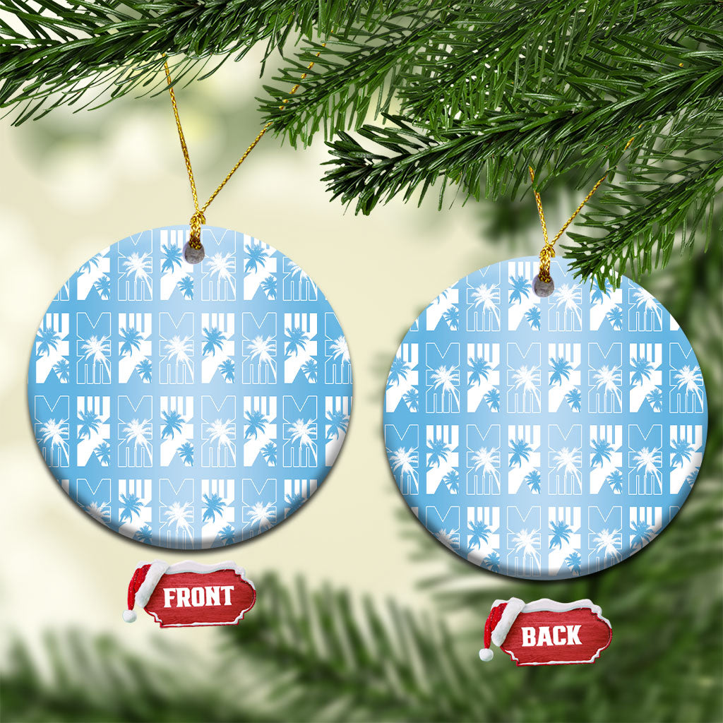 Bula Fiji Ceramic Ornament Blue Makare Masi Tapa Pattern LT05 Circle Blue - Polynesian Pride