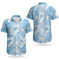 Bula Fiji Couples Matching Mermaid Dress and Hawaiian Shirt Blue Makare Masi Tapa Pattern LT05 - Polynesian Pride