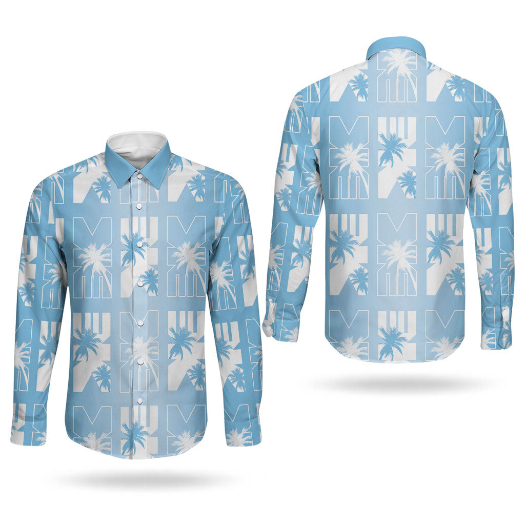 Bula Fiji Couples Matching Off Shoulder Short Dress and Long Sleeve Button Shirt Blue Makare Masi Tapa Pattern LT05 - Polynesian Pride