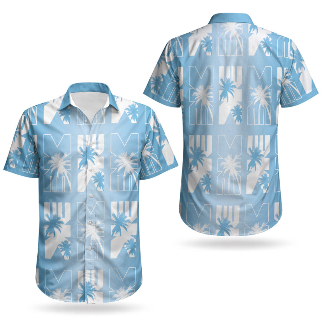 Bula Fiji Couples Matching Summer Maxi Dress and Hawaiian Shirt Blue Makare Masi Tapa Pattern LT05 - Polynesian Pride